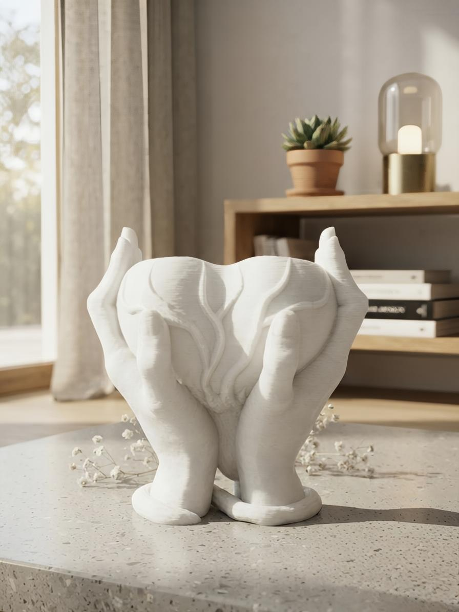 Cupped Hands Planter – 3D Printed Sculptural Succulent Pot