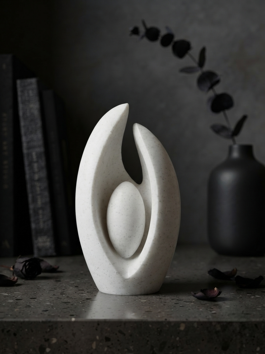 Ember Abstract Sculpture – 3D Printed Matte White Decor