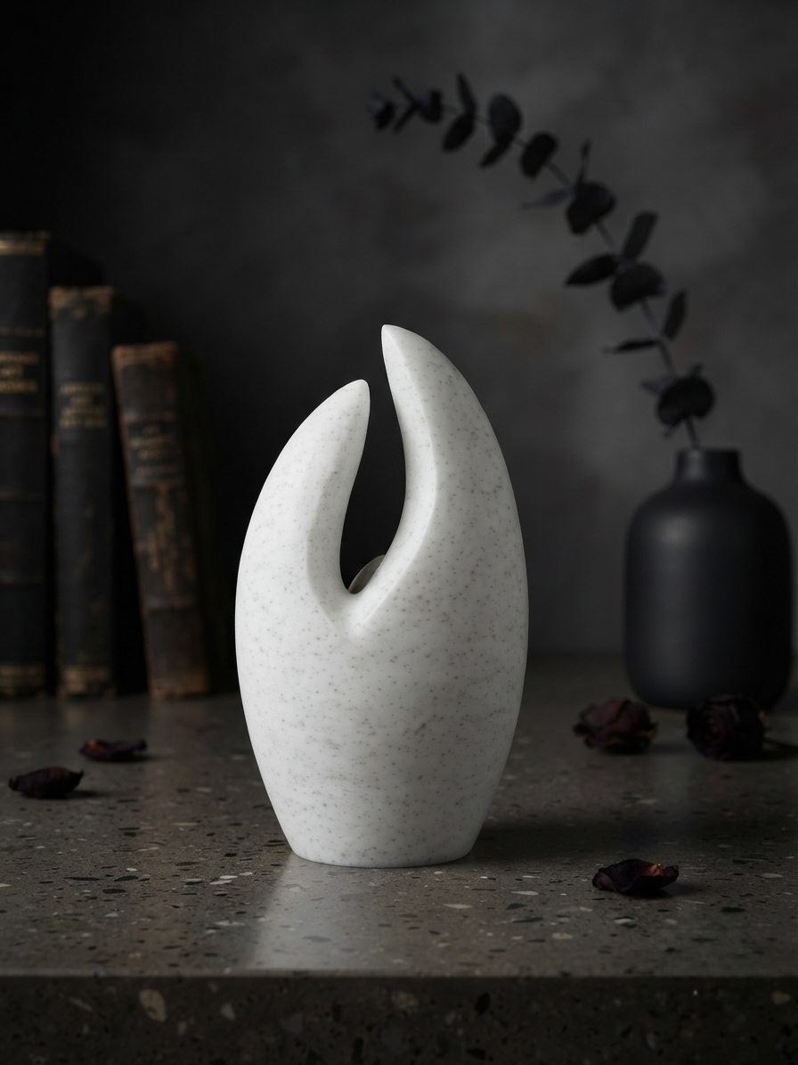 Ember Abstract Sculpture – 3D Printed Matte White Decor