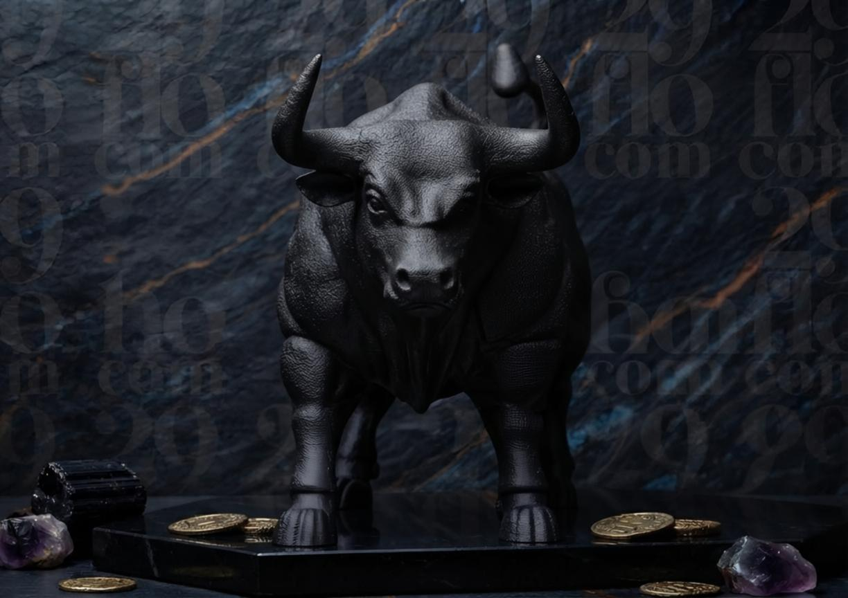 Charging Bull Statue – 3D Printed Matte Black Sculpture